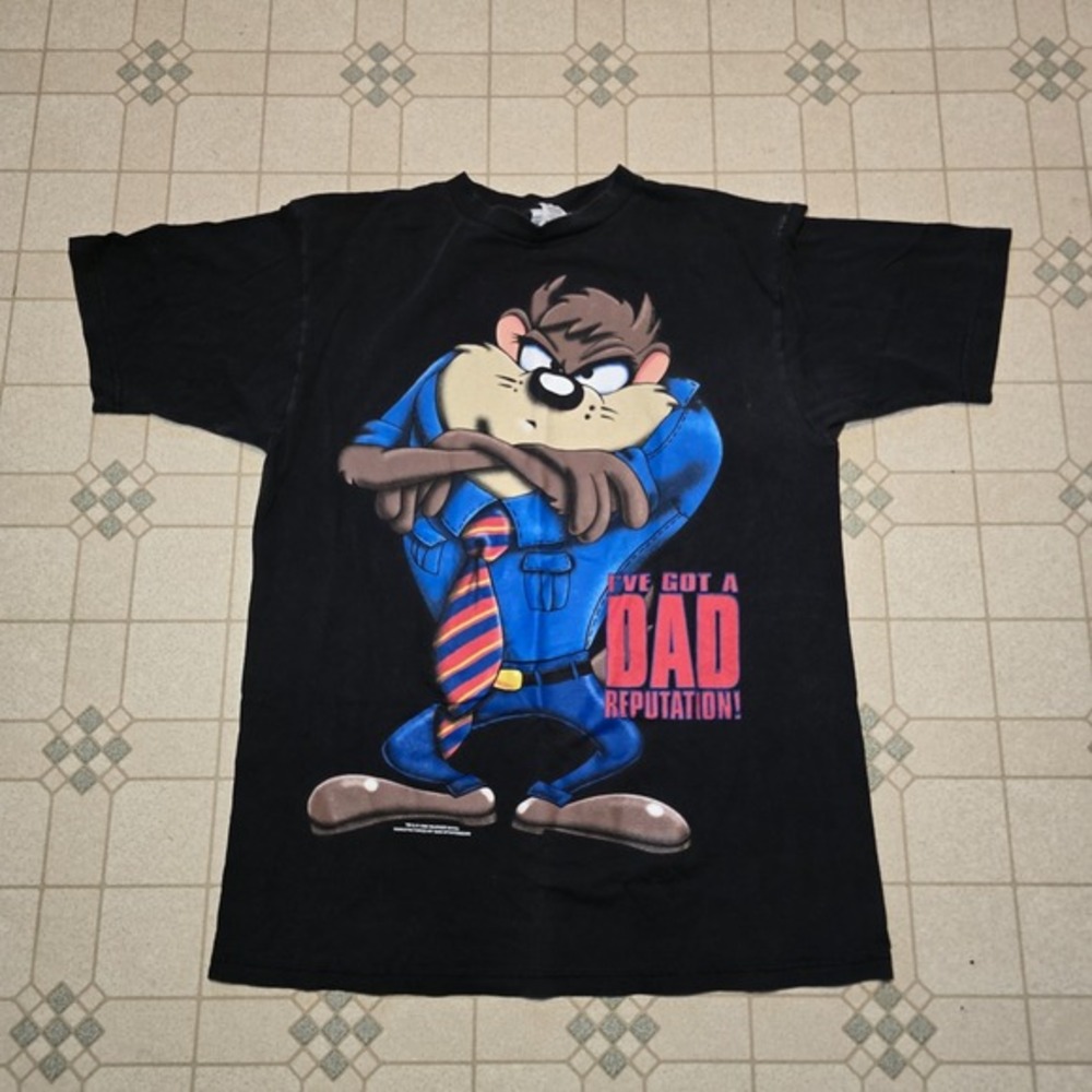 Vintage 90s Tasmanian Devil Taz Looney‎ Tunes T-Shirt "Dad Reputation" 1996 Sz L